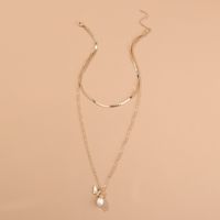 Mode Einfache Schmetterling Natürliche Perle Anhänger Legierung Schlüsselbein Kette Multi-schicht Metall Halskette sku image 1
