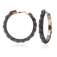 Nouveau Mode De Femmes Rétro Simple Noir Forme Ronde Alliage Boucles D'oreilles main image 6