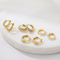 Pendientes De Perlas De Circonita De Oro De 18k Chapado En Cobre De Estilo Simple main image 1