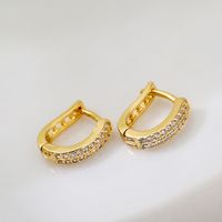 Simple Style Copper Plating 18k Gold Zircon Pearl Earrings main image 2