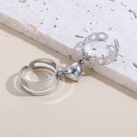 New Fashion Magnet Suction Heart Metal Open Ring 2-piece Set main image 2