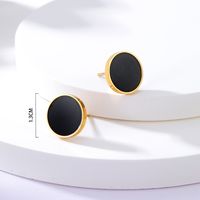 Fashion Black Round Steel Electroplated 18k Golden Ear Studs Earrings sku image 1