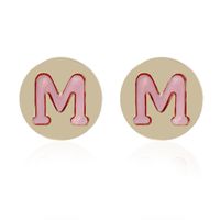 New Fashion Geometric Round Letter M Female Alloy Ear Stud Earrings sku image 3