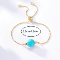 New Fashion Simple Steel Electroplated 18k Gold Turquoise Beaded Adjustable Bracelet sku image 1