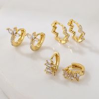 Fashion Irregular Circle Butterfly Wave Copper Plating 18k Gold Zircon Geometric Earrings main image 5