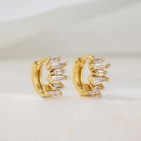 Fashion Irregular Circle Butterfly Wave Copper Plating 18k Gold Zircon Geometric Earrings main image 3