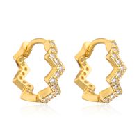 Fashion Irregular Circle Butterfly Wave Copper Plating 18k Gold Zircon Geometric Earrings sku image 2