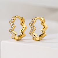 Fashion Irregular Circle Butterfly Wave Copper Plating 18k Gold Zircon Geometric Earrings main image 4