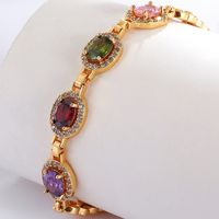 Fashion Creative Simple Electroplated 18k Gold Colorful Zircon Copper Bracelet main image 3