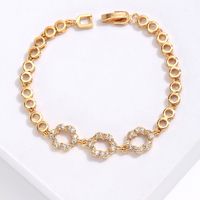 Fashion Simple Copper Electroplated 18k Gold Inlaid Zircon Flower Bracelet main image 1