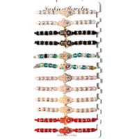 Fashion Colorful Palm Devil's Eye Woven Alloy Bracelet 12-piece Set main image 1