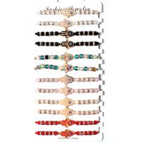 Fashion Colorful Palm Devil's Eye Woven Alloy Bracelet 12-piece Set sku image 1