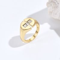 Simple Fashion Golden  Adjustable Copper Inlaid Zircon Open-end Ring main image 1