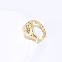 Simple Fashion Golden  Adjustable Copper Inlaid Zircon Open-end Ring main image 2