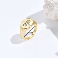 Simple Fashion Golden  Adjustable Copper Inlaid Zircon Open-end Ring main image 3