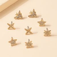 Fashion Diamond Embedded Star Insect Shaped Alloy Ear Studs Combination Set main image 1