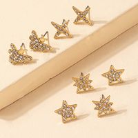 Fashion Diamond Embedded Star Insect Shaped Alloy Ear Studs Combination Set main image 3