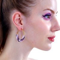New Fashion Creative Geometric Multi-color Beaded Steel Earrings Ear Studs main image 4