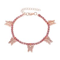 Fashion Simple Rhinestone Butterfly Fringe Beach Anklet sku image 1