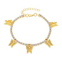 Creative Rhinestone Small Butterfly Anklet  Tassel Foot Decoration Wholesale sku image 1