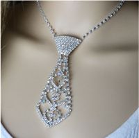 Fashion Bridal Inlay Full Rhinestone Tie Shaped Necklace Claw Chain sku image 1