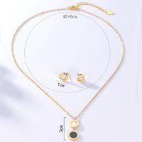 Fashion Simple Steel Electroplated 18k Gold Shell Ear Stud Earrings Necklace Set main image 2