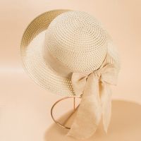 2022 Nuevo Sombrero De Protección Solar Tejido De Paja Con Decoración De Lazo Para Mujer main image 4