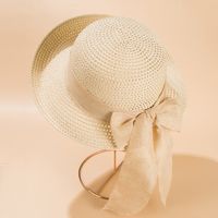 2022 New Bow Decoration Straw Woven Sun Protection Hat Female sku image 2