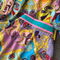 Nuevo Estilo De Contraste De Color De Impresión De Solapa Puff Manga Camisa De Las Mujeres De Alta Cintura Delgado-traje De Pantalones Ajustados main image 5