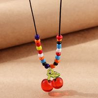 Fashion Creative Multicolor Bead Sweet Retro Resin Cherry Sweater Chain sku image 1