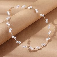 Mode Einfache Inlay Perle Perlen Metall Geometrische Halskette main image 1