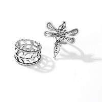 Creative Simple Hollow Leaf Dragonfly Ring 2-pieces Set main image 3