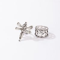Creative Simple Hollow Leaf Dragonfly Ring 2-pieces Set main image 4