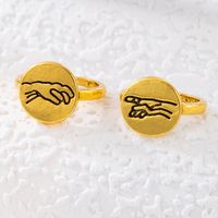 Personality Jewelry Cartoon Love Couple Ring Geometric Letter Ring Set sku image 15
