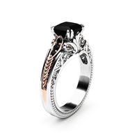 Fashion Ornament Hollow Carved Zircon Inlaid Two-color Ring main image 1