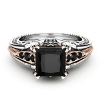 Fashion Ornament Hollow Carved Zircon Inlaid Two-color Ring sku image 4