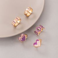 New Alloy Heart Drop Oil Geometric Irregular Ring Five-piece Set main image 3