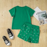 Boys Summer New Dinosaur Letter Print Short-sleeve Cotton Casual Two-piece Suit main image 4