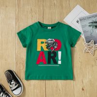 Boys Summer New Dinosaur Letter Print Short-sleeve Cotton Casual Two-piece Suit main image 5