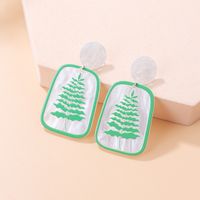Fashion New Three-dimensional Printing Landscape Painting Heart Shaped Acrylic Earrings main image 4