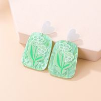 Fashion New Three-dimensional Printing Landscape Painting Heart Shaped Acrylic Earrings main image 5