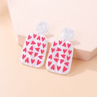 Fashion New Three-dimensional Printing Landscape Painting Heart Shaped Acrylic Earrings main image 7
