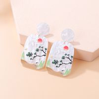 Fashion New Three-dimensional Printing Landscape Painting Heart Shaped Acrylic Earrings main image 8