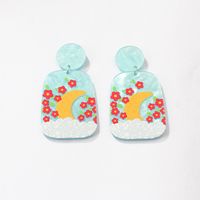Fashion New Three-dimensional Printing Landscape Painting Heart Shaped Acrylic Earrings main image 9