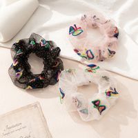 Fashion New Mesh Embroidery Butterfly Large Transparent Rubber Band Hair Rope Ornaments main image 3