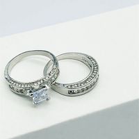 Fashion Ornament Crystal Zircon Inlaid Ring Two-piece Set main image 3
