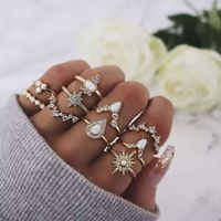 New Fashion Star Water Drop Diamond Alloy Ring 10-piece Set main image 1