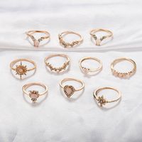 New Fashion Star Water Drop Diamond Alloy Ring 10-piece Set main image 7