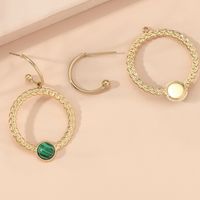 Fashion New Normcore Malachite Round Shaped Stainless Steel Earrings Women main image 2