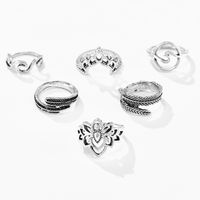 Vintage Lotus Leaves Flower Crown Ring 6-piece Set main image 4